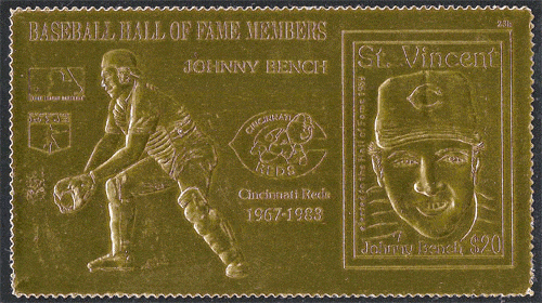 1989 St. Vincent – Johnny Bench on Gold Foil