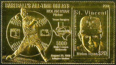 1989 St. Vincent – Nolan Ryan on Gold Foil