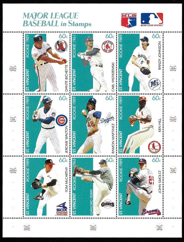 1989 St. Vincent – Major League Baseball in Stamps (Rookies 1)