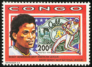1991 Congo – Rickey Henderson with Barry Bonds