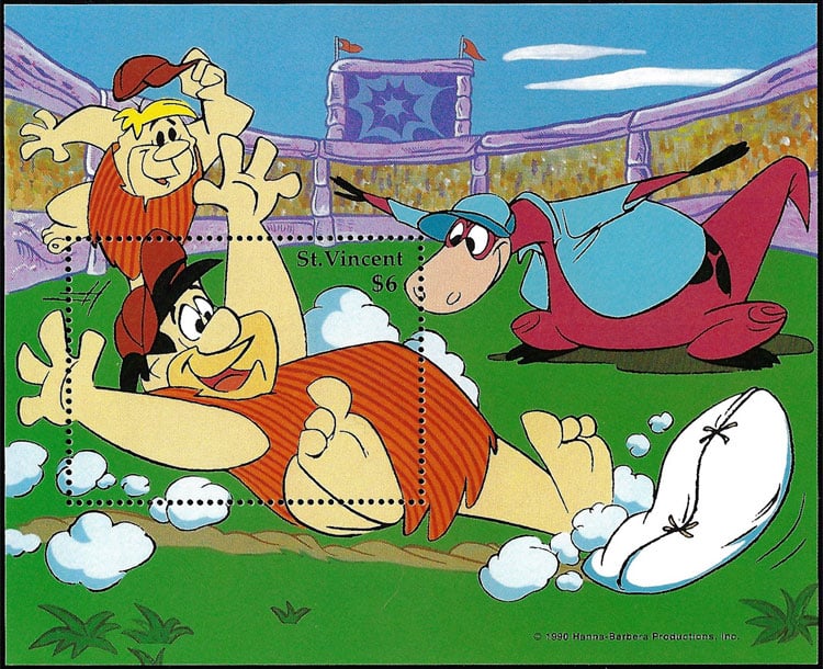 1991 St. Vincent – Baseball with the Flintstones, sliding
