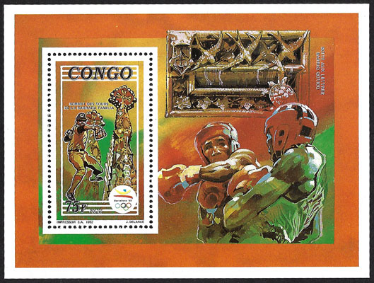 1992 Congo – Olympics in Barcelona, Boxing and Baseball Souvenir Sheet