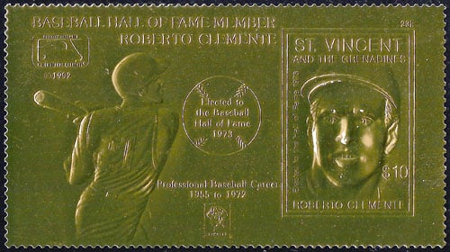 1992 St. Vincent – Elected to the Hall of Fame, Roberto Clemente, 23k Gold