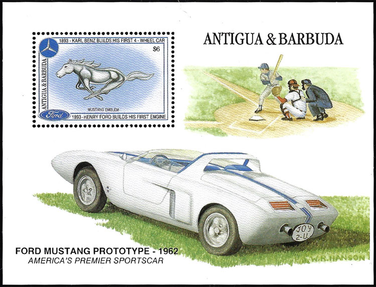 1993 Antigua & Barbuda – Ford Mustang Prototype with Baseball