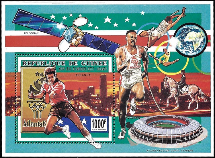 1993 Guinea – Olympics and Atlanta Fulton County Stadium Souvenir Sheet
