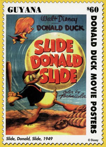 1993 Guyana – Vintage Movie Posters, Donald Duck, Slide Donald Slide, $60 Stamp Card