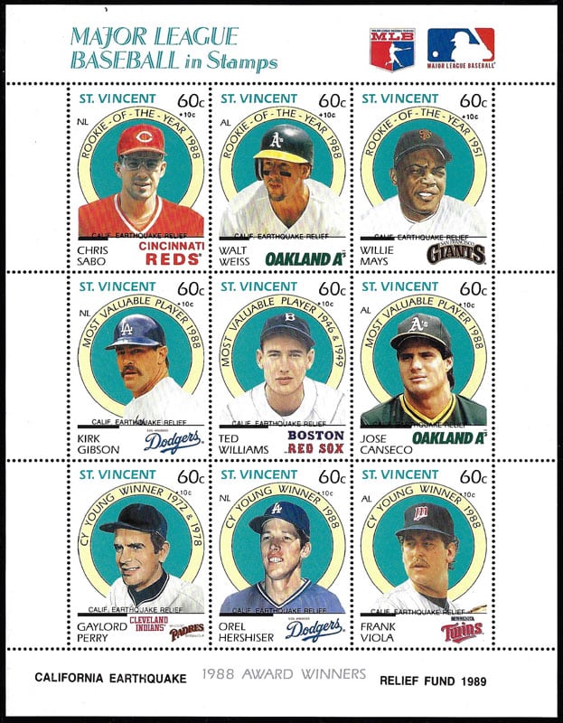 1989 St. Vincent – Major League Baseball in Stamps, California Earthquake Relief