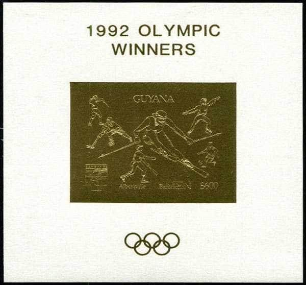 1992 Guyana – Olympic Winners Gold Stamp