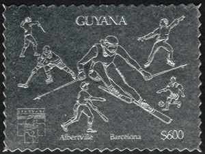 1992 Guyana – Olympics Souvenir Silver Stamp