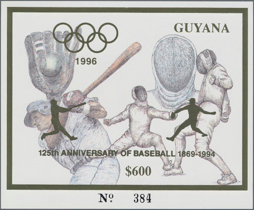 1993 Guyana – Olympics in Atlanta featuring Baseball in Gold, 125th Anniversary of Baseball