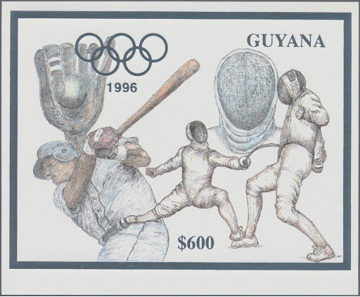 1993 Guyana – Olympics in Atlanta featuring Baseball in Silver