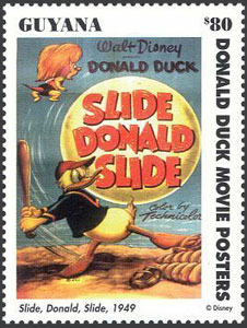 1993 Guyana – Vintage Movie Posters, Donald Duck, Slide Donald Slide, $80