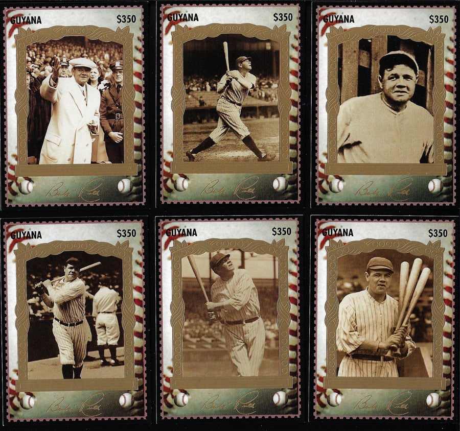 1995 Guyana – Babe Ruth Stamp Cards, second six cards