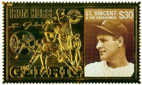 1996 St. Vincent – Lou Gehrig, Iron Horse, 23k Gold