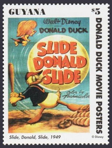 1998 Guyana – Vintage Movie Posters, Donald Duck, Slide Donald Slide, $5