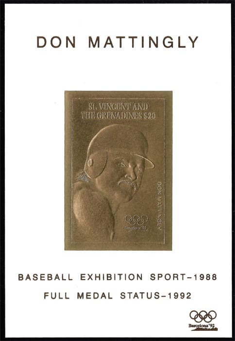 1992 St. Vincent – Olympic Games, Don Mattingly, Baseball Exhibition Sport, Gold Medal