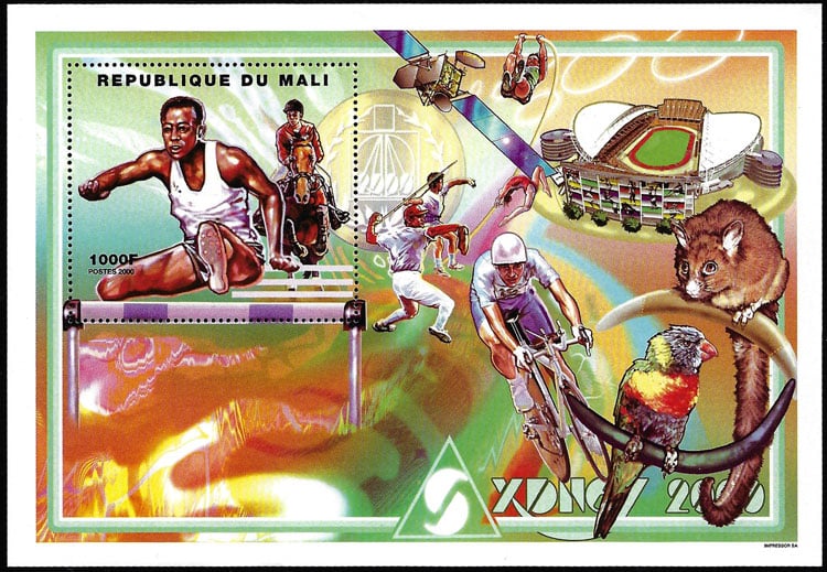 2000 Mali – Sydney Olympics with Hurdles and baseball in the graphic