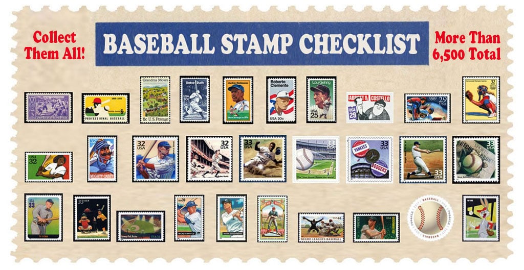 Baseball Postage Stamp Checklist
