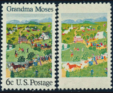 Grandma Moses Postage Stamp – Missing Black & Prussian Blue Ink