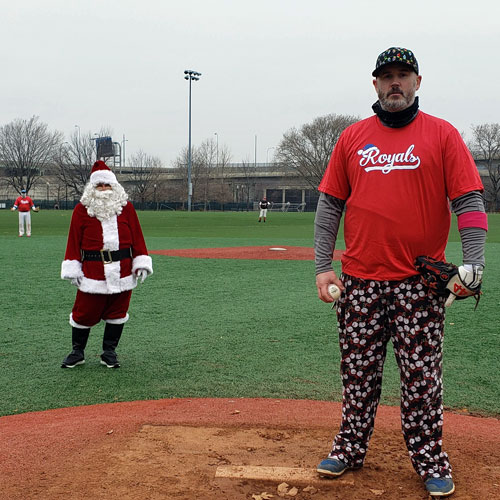 Jay Thomas Pitching for Santa's Stompers