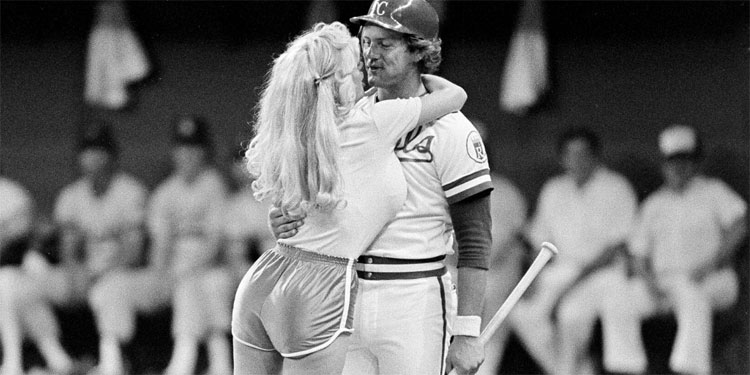 Morganna the Kissing Bandit Smooches George Brett