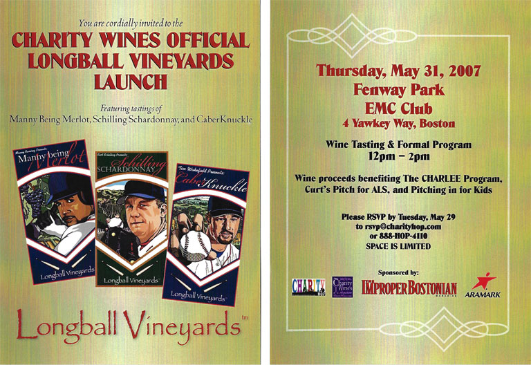 2007 Boston Red Sox, Charity Wines Launch Party Invitation