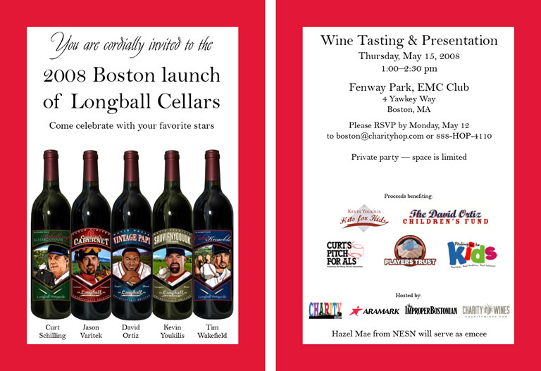 2008 Boston Red Sox, Charity Wines Launch Party Invitation