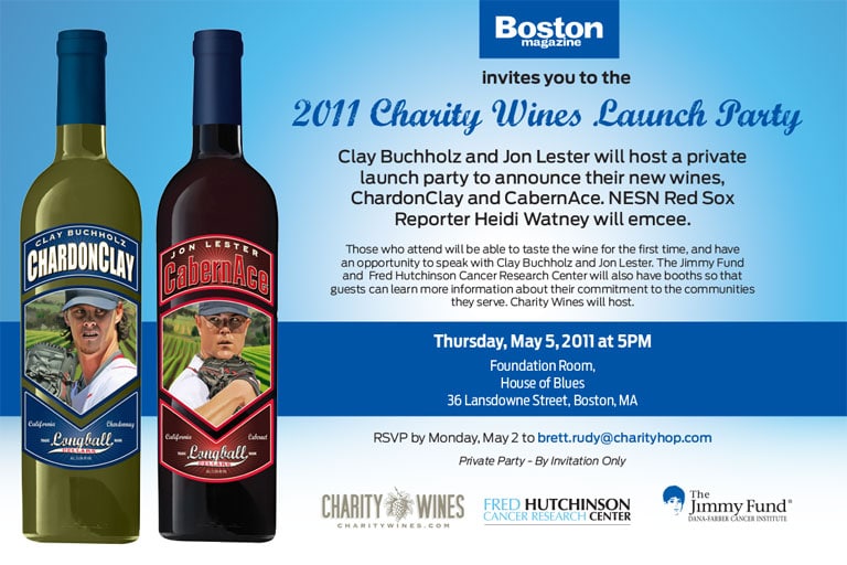 2011 Boston Red Sox, Charity Wines Launch Party Invitation