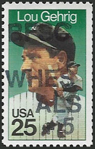 Lou Gehrig, 1989 U.S. Postage Stamp – Ben Franklin Stamp Club of WHES for ALS