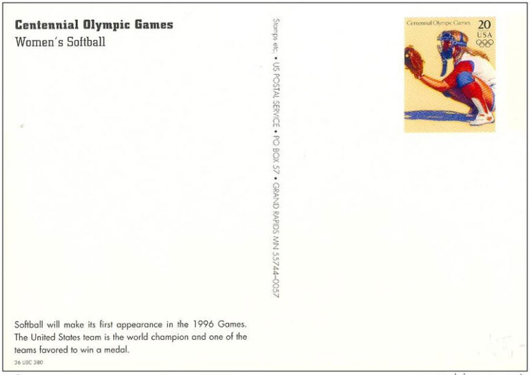 Women's Softball, 1996 Summer Olympics, U.S. Prepaid Postcard