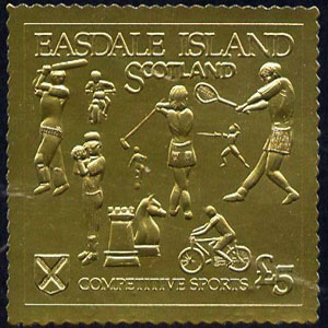 1991 Scotland – Easdale Island, Competitive Sports - Pitcher, Gold Stamp