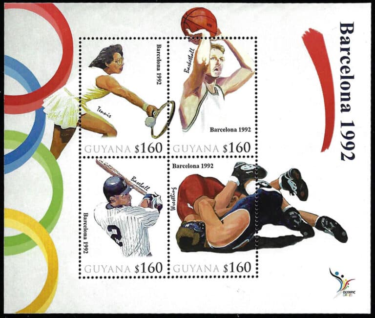 1992 Guyana - Olympic Games in Barcelona with Derek Jeter (Actually a 2010 postage stamp sheet!)