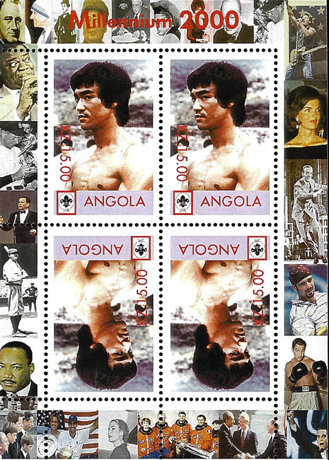 2000 Angola – Millennium 2000 – Bruce Lee with Ruth & DiMaggio in margin (4 values)