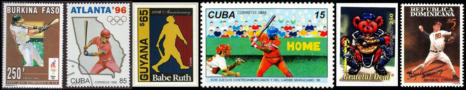 1995 to 1999 Baseball Postage Stamps Header