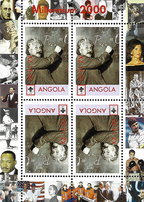 2000 Angola – Millennium 2000 – Albert Einstein (Babe Ruth in margin)