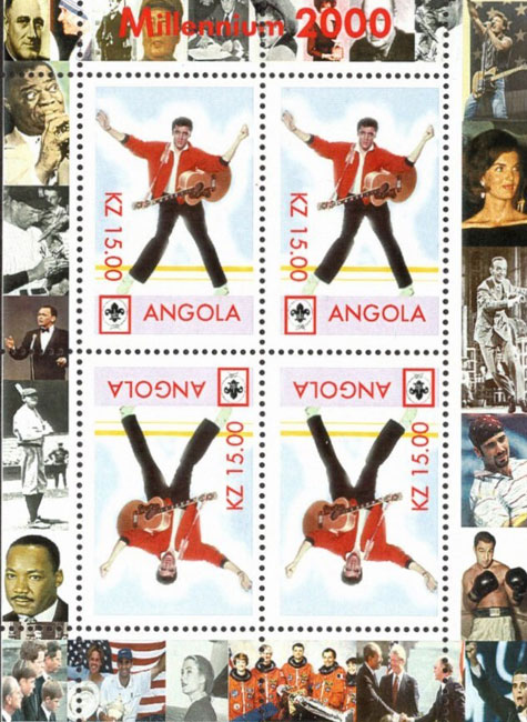 2000 Angola – Millennium 2000 – Elvis Presley with Ruth & DiMaggio in margin (4 values)
