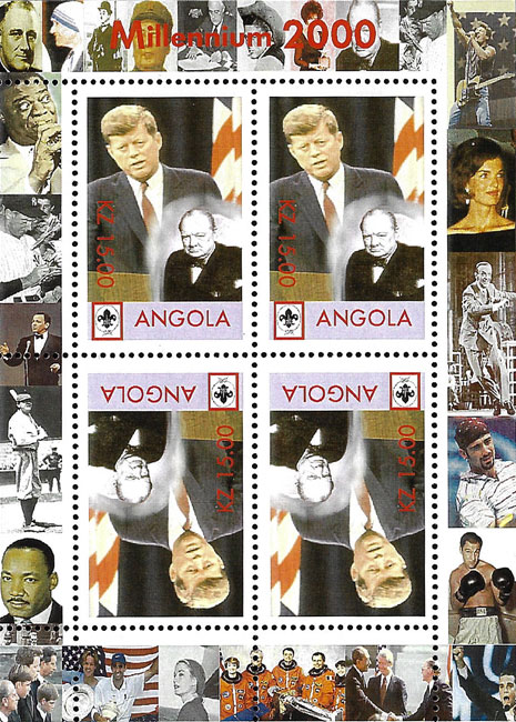 2000 Angola – Millennium 2000 – John F. Kennedy (Babe Ruth in margin)