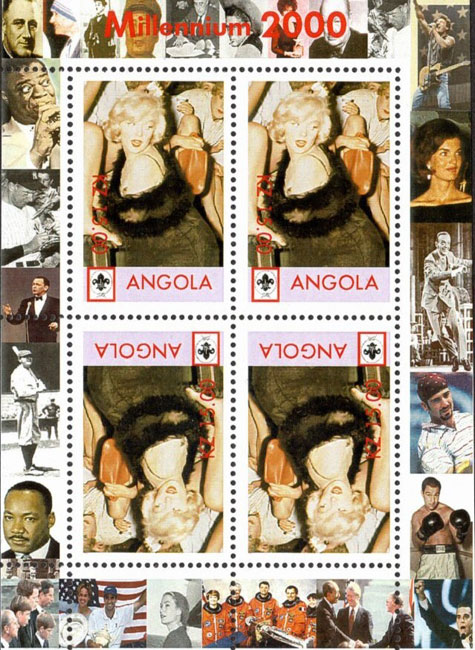 2000 Angola – Millennium 2000 – Marilyn Monroe with Ruth & DiMaggio in margin (4 values)