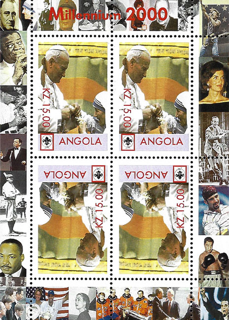 2000 Angola – Millennium 2000 – Pope John Paul II (Babe Ruth in margin)