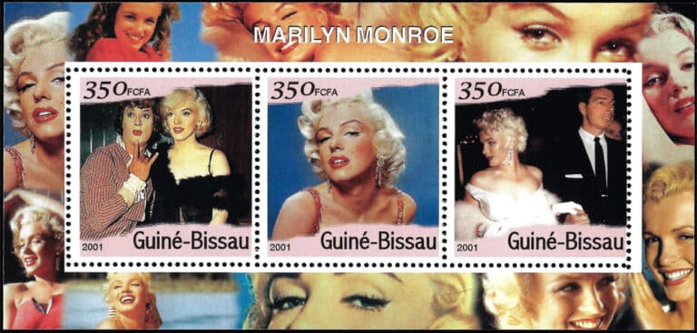2001 Guinea Bissau – Personalities of the 20th Century, Monroe with Dimaggio (3 values)