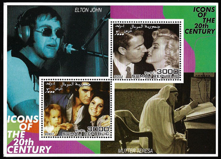 2001 Somalia – Icons of the 20th Century with Marilyn Monroe, Elton John, Mother Teresa with Joe Dimaggio