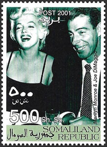 2001 Somaliland – Millennium 2001 – Famous Couples with Marilyn Monroe and Joe Dimaggio