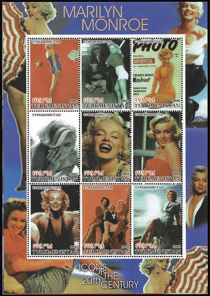2001 Turkmenistan – Icons of the 20th Century SS – Marilyn Monroe