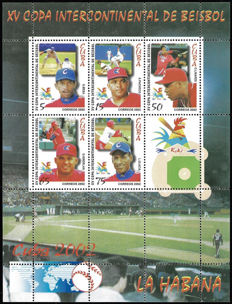 2002 Cuba – 15th Intercontinental Baseball Cup SS with German Mesa, Antonio, Pacheco, Omar Linares, Orestes Kindelan, Luis Ulacia