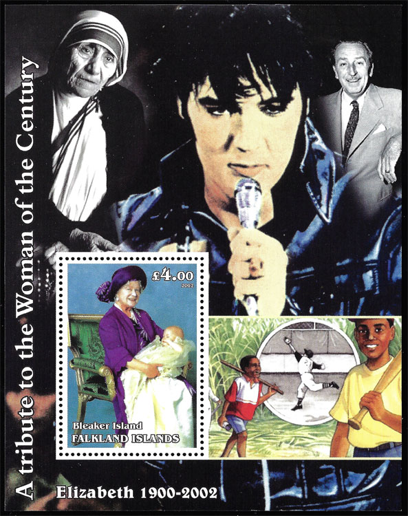 2002 Falkland Islands – A Tribute to the Women of the Century, Roberto Clemente boyhood with Mother Teresa, Elvis, Walt Disney