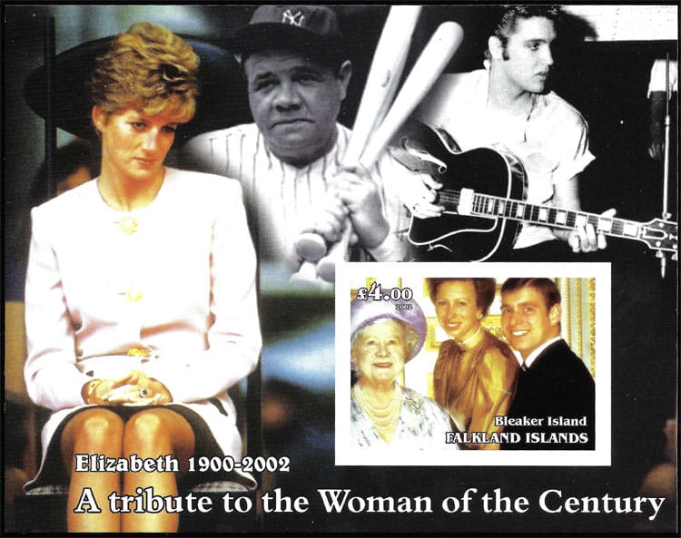 2002 Falkland Islands – A Tribute to the Women of the Century, Babe Ruth with Elvis and Princess Diana