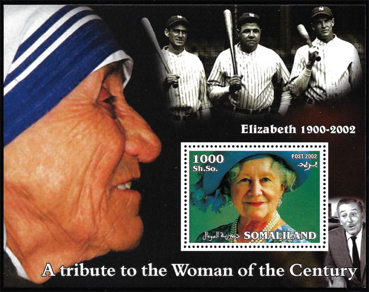 2002 Somaliland – A Tribute to the Women of the Century, Queen Elizabeth with Babe Ruth and others