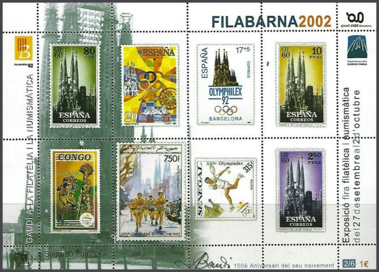 2002 Spain – Filabarna 2002 SS – Showcasing "1992 Congo: Olympics in Barcelona" stamp