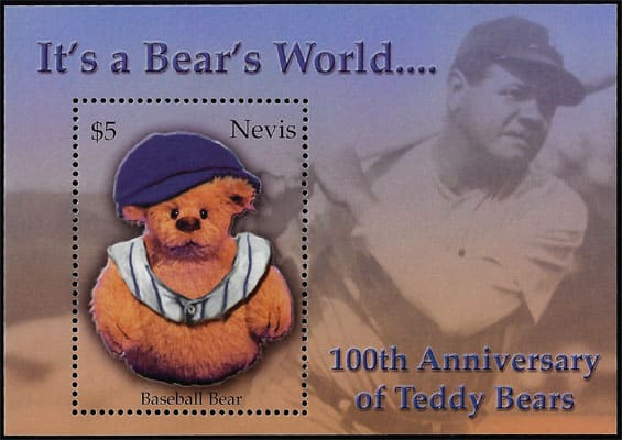 2003 Nevis – 100th Anniversary of Teddy Bears – It's a Bear's World with Babe Ruth