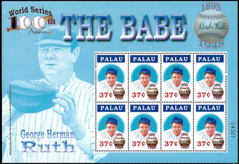 2004 Palau – World Series – 100th Anniversary with Babe Ruth SS – 37¢ (blue)